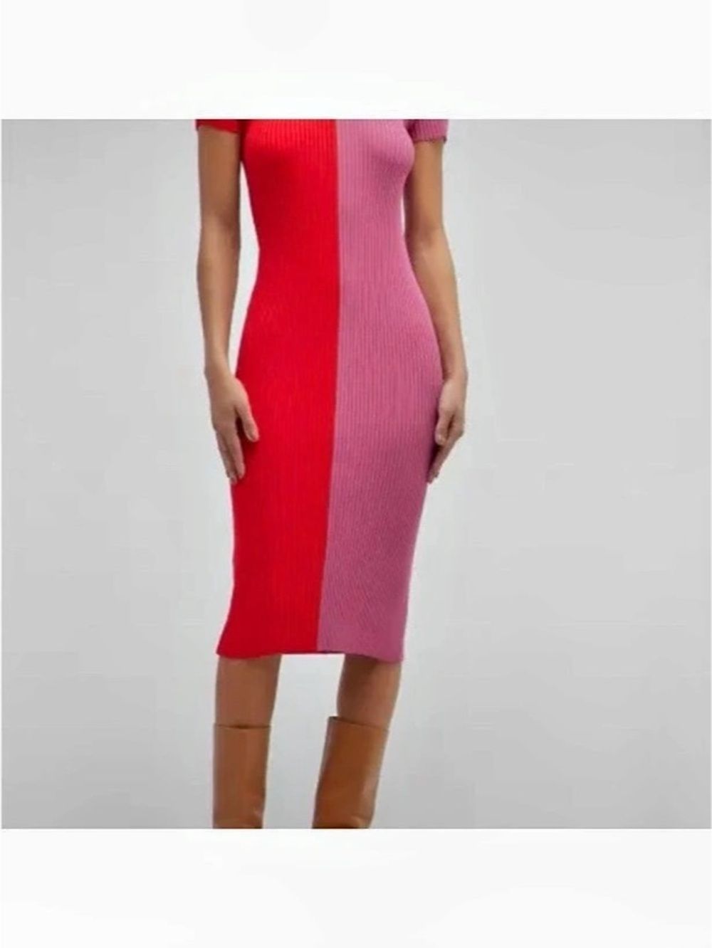 Stays Midi Dress in Pink & Red Like New
